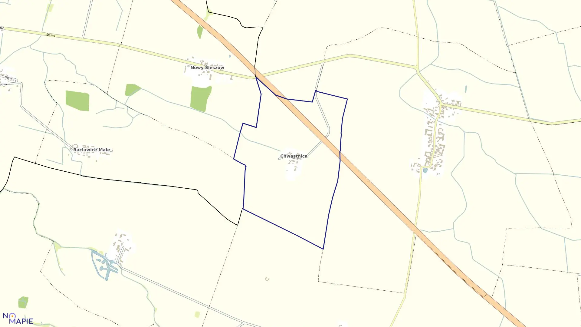 Mapa obrębu CHWASTNICA w gminie Domaniów