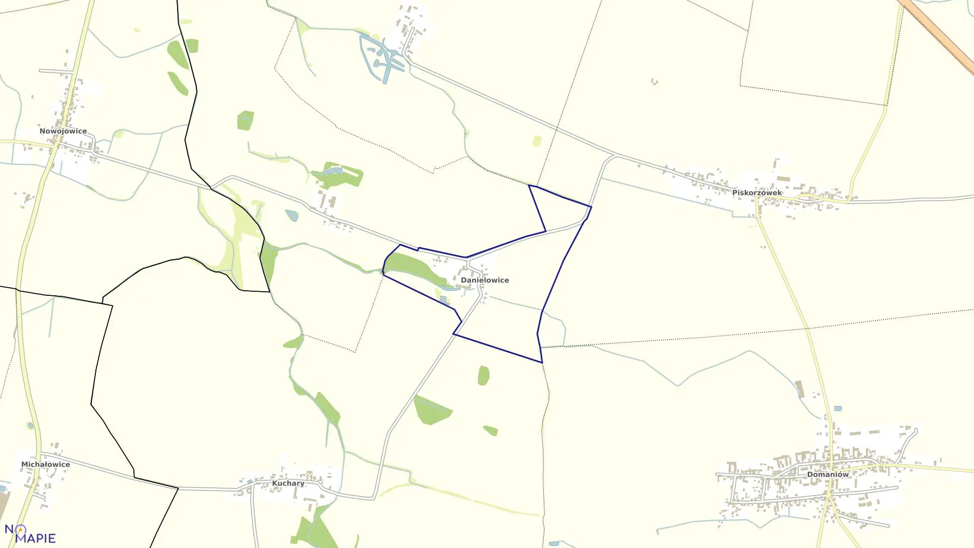 Mapa obrębu DANIELOWICE w gminie Domaniów
