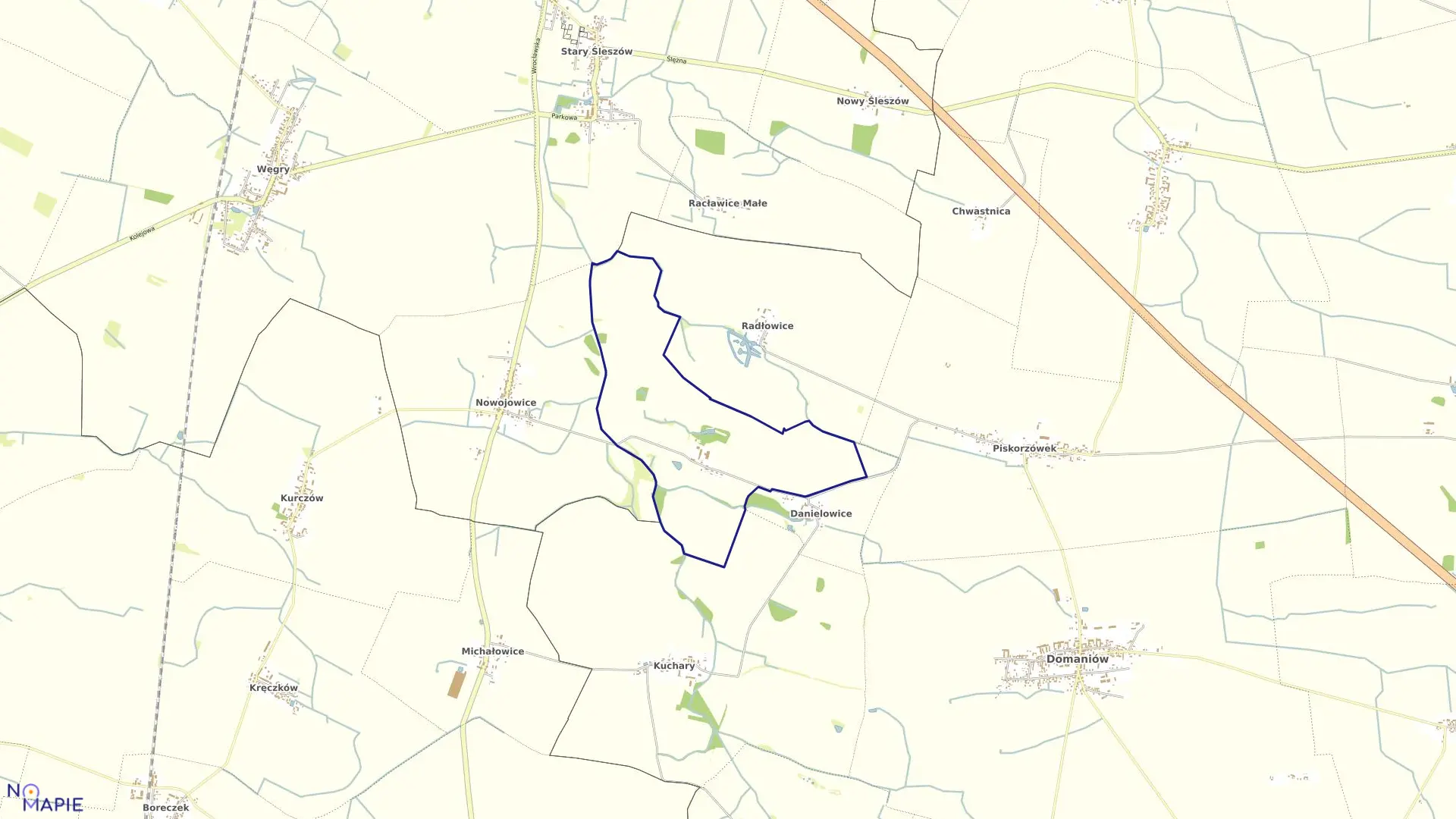 Mapa obrębu GOSTKOWICE w gminie Domaniów