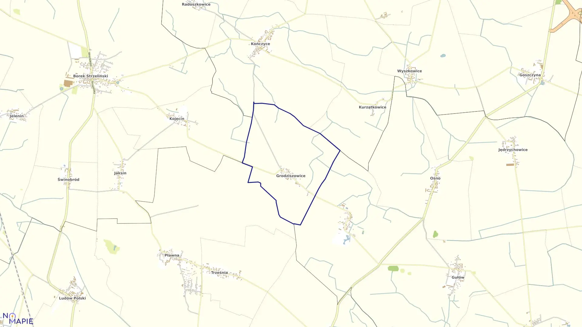 Mapa obrębu GRODZISZOWICE w gminie Domaniów