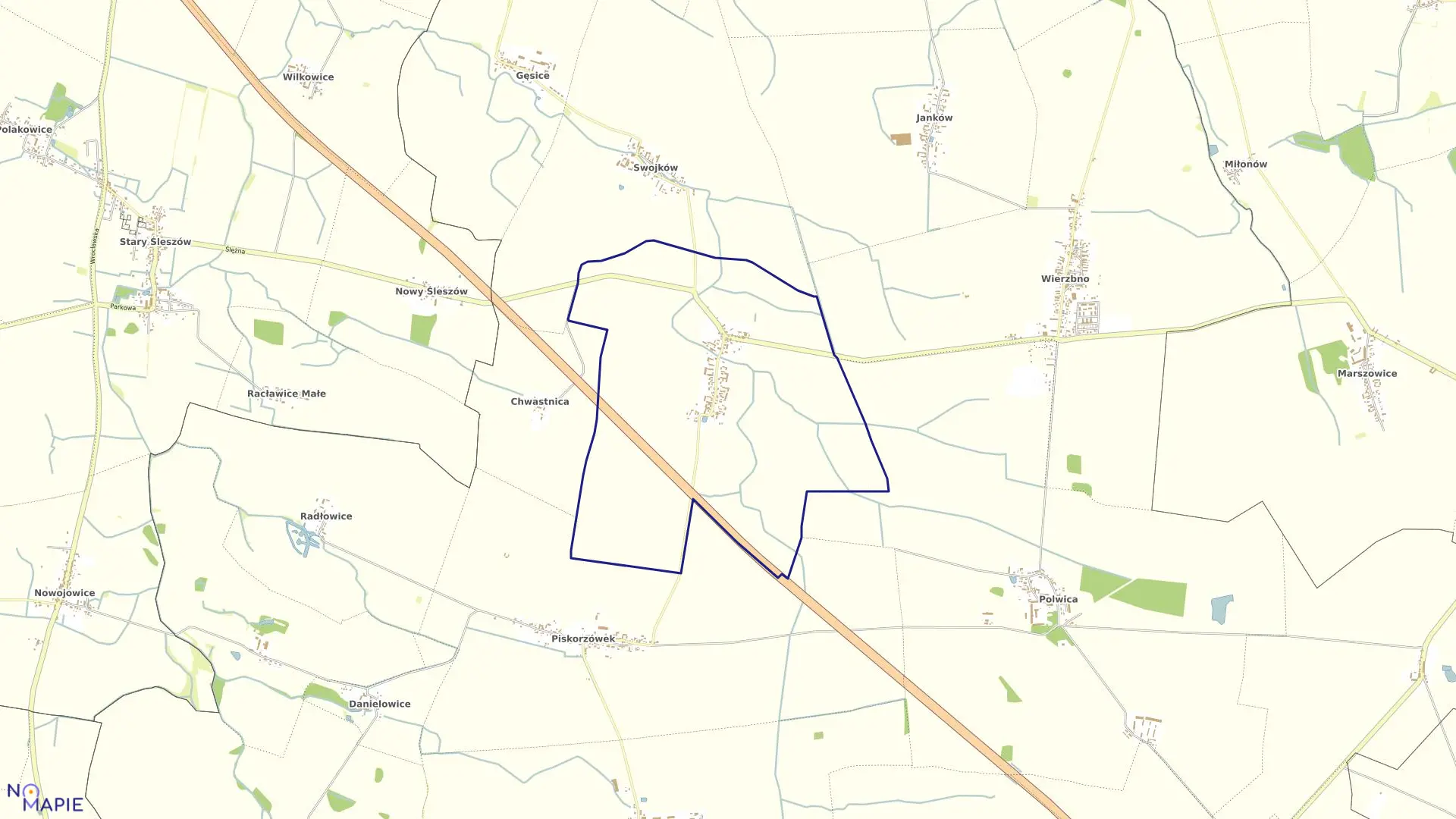 Mapa obrębu PISKORZÓW w gminie Domaniów